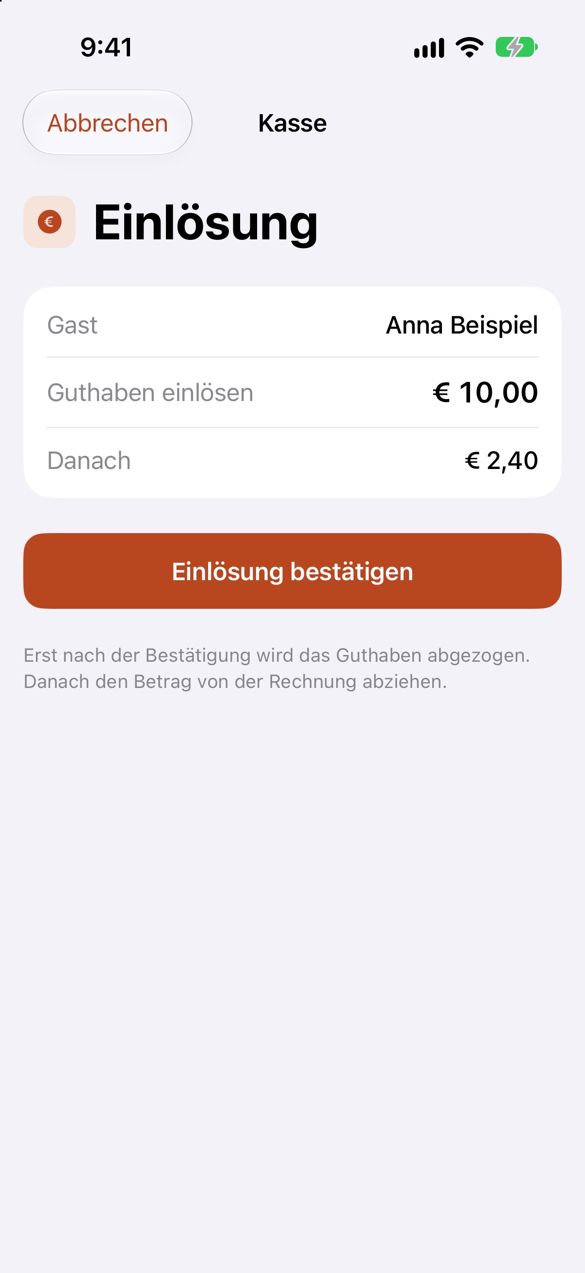Guthaben bestätigen
