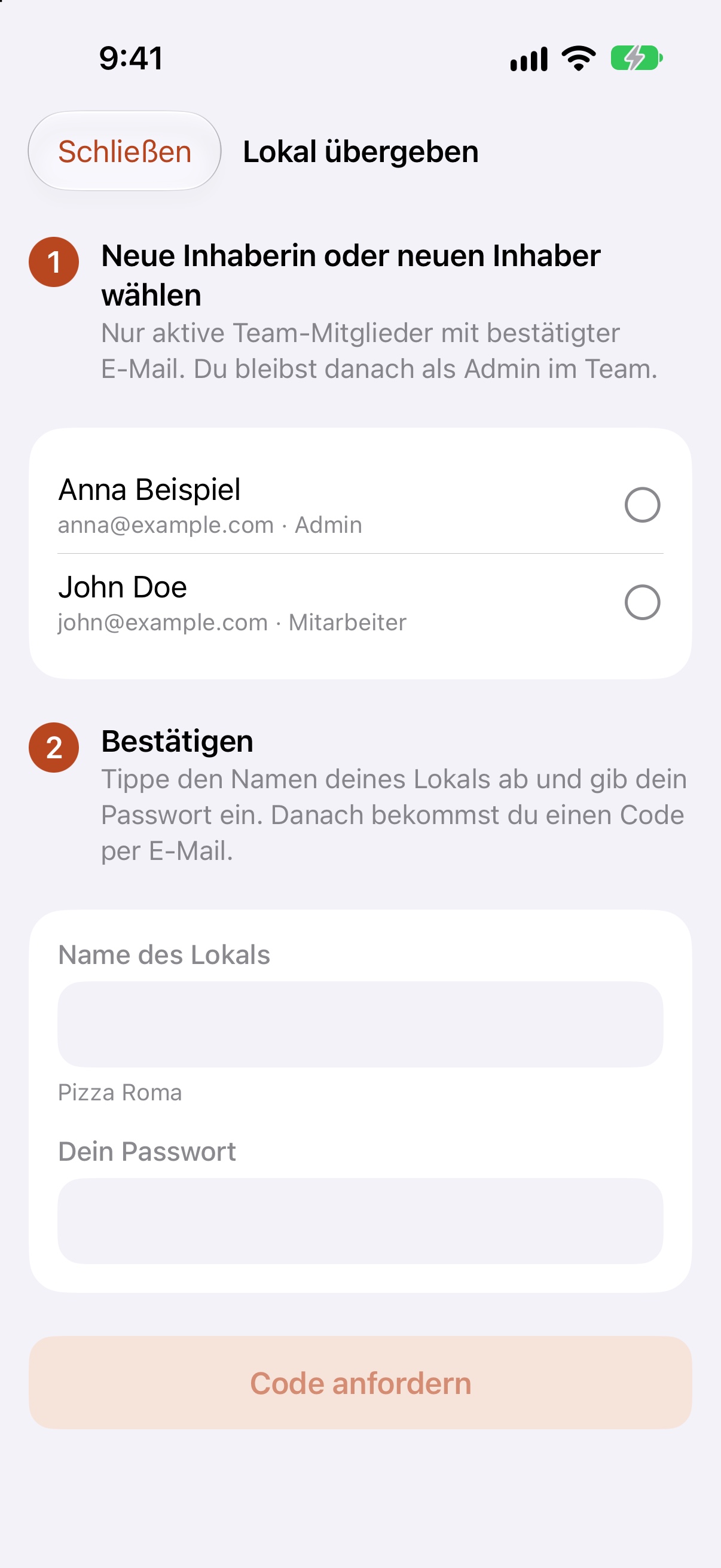 Übergeben mit doppelter Sicherheit.