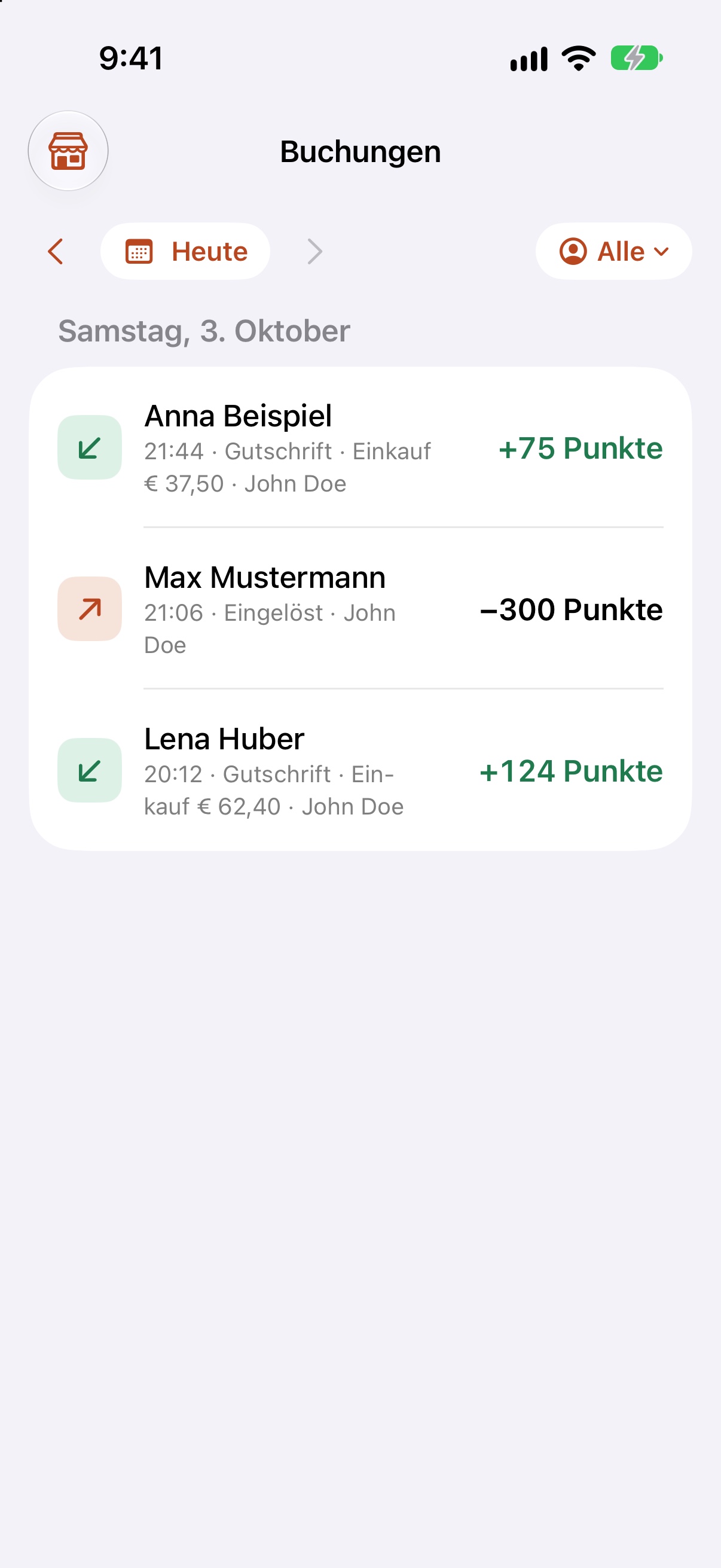 Jede Buchung.
